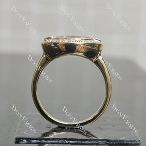 Oval bezel 10k yellow gold engagement ring|Doveggs