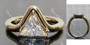 Triangle solitaire eleglant moissanite engagement ring main view|Doveggs