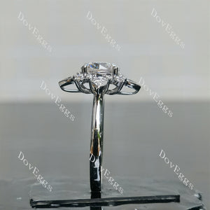 Round art deco vintage moissanite engagement ring side view| Doveggs
