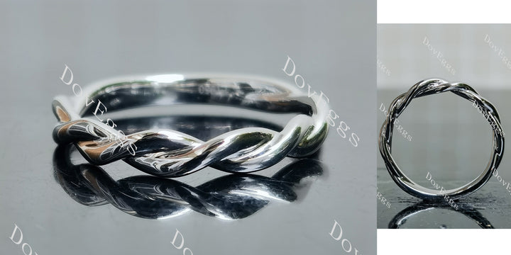Curved plain wedding band main view| Doveggs