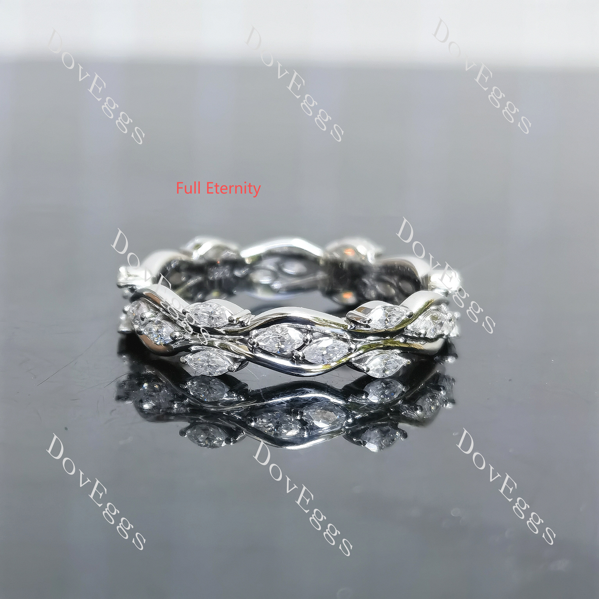 Marquise vintage full eternity moissanite wedding band| DovEggs