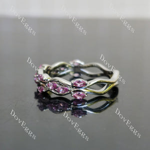 Staggered around marquise half eternity colored gem wedding band| DovEggs