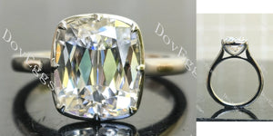 Cushion bezel solitaire brilliant moissanite engagement ring main view|Doveggs