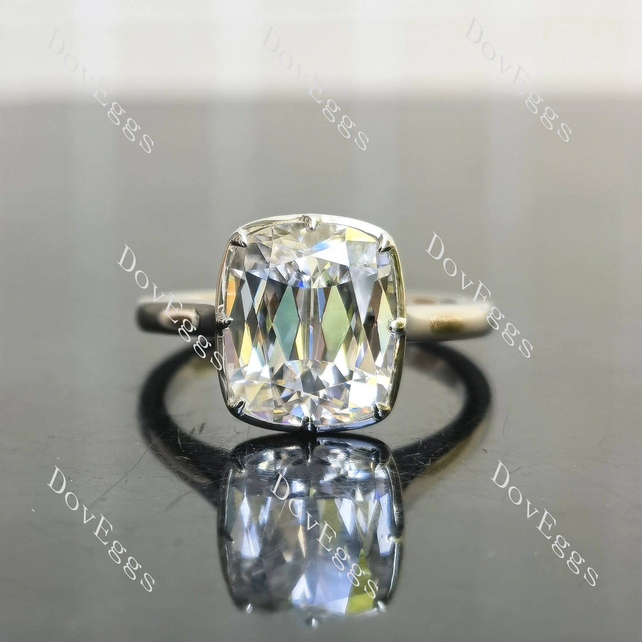 Doveggs empress cut moissnaite bezel engagement ring