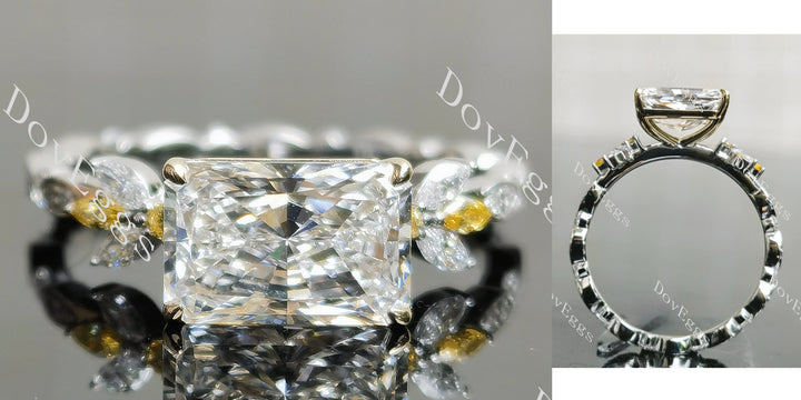 Radiant pave lab diamonds engagement ring main view| DovEggs