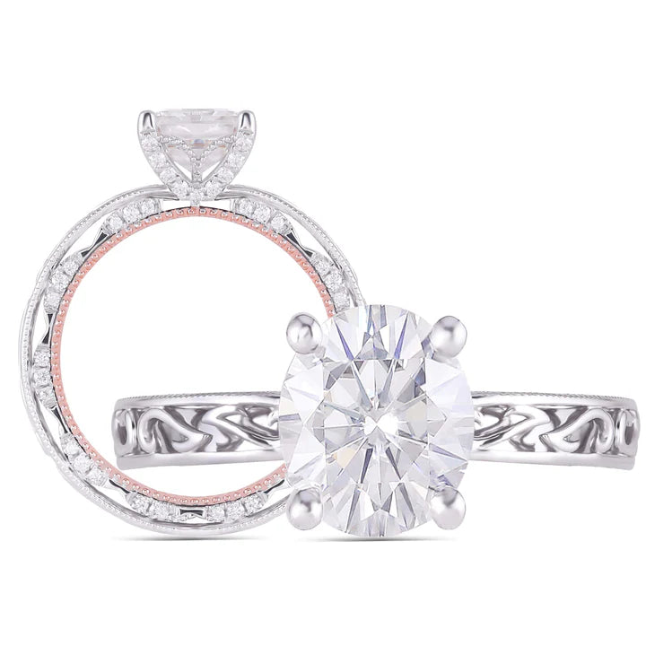 Lab Diamond Ring with GHI Color Accents (Moissanite/LGD) in 10K/14K/18K Gold or Platinum | DovEggs