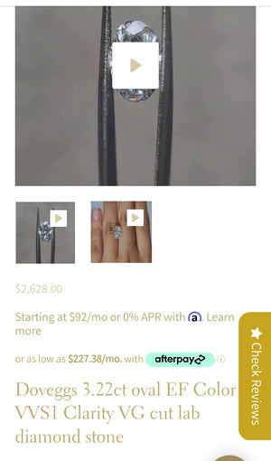 Layaway on 3.22ct Oval Lab Diamond ( 50, 50)