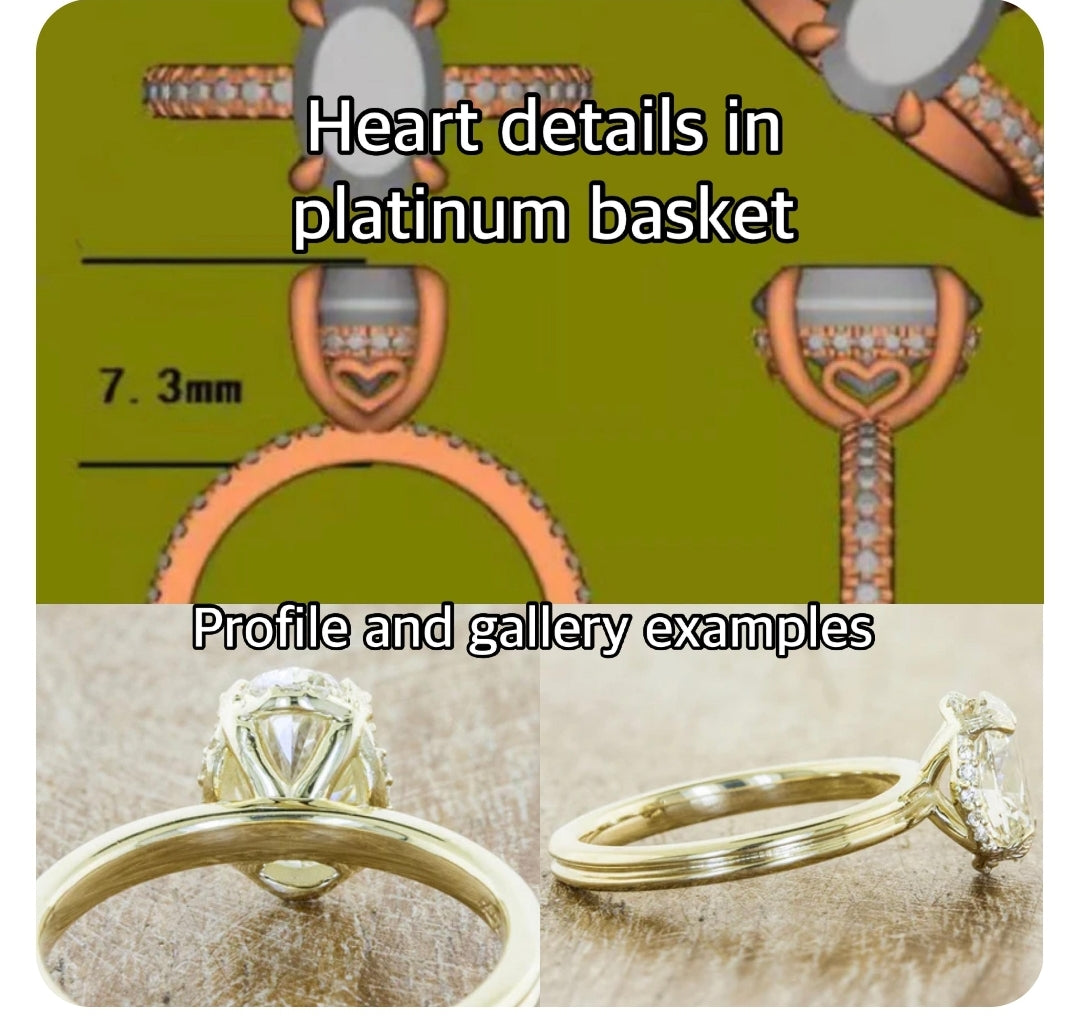 Setting only for 2.01ct Cushion diamond
