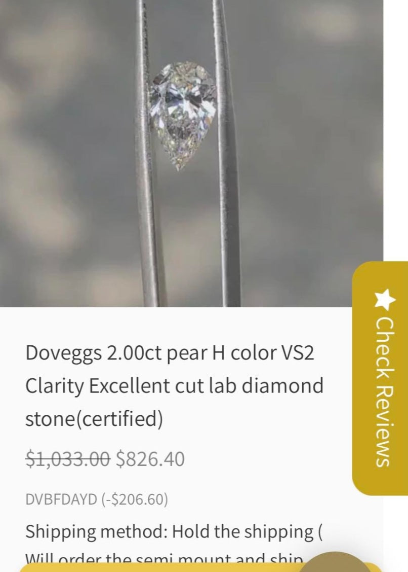 23082 change stone balance ( Change to lab diamond in above)( 20% off applied)