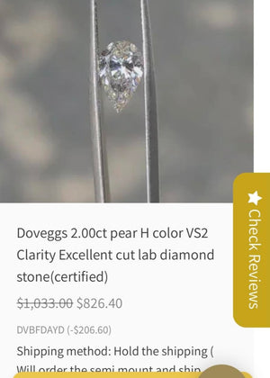 23082 change stone balance ( Change to lab diamond in above)( 20% off applied)