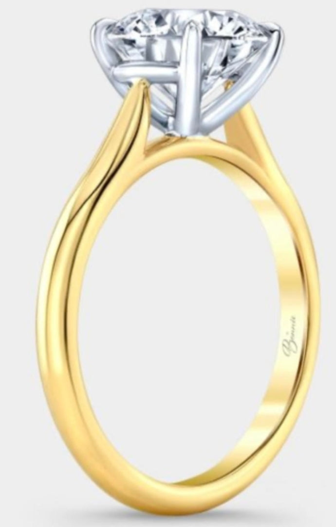 Setting only fit 23052 in 14k YG band Platinum Head Size 8.25
