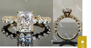 Setting only for 3.31ct Radiant diamond, 14k Rose Gold,Lab diamond accents, Adding half bezel in 14k