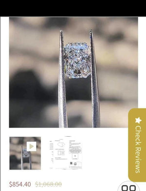 Layaway for the 1.85ct radiant lab diamond stone