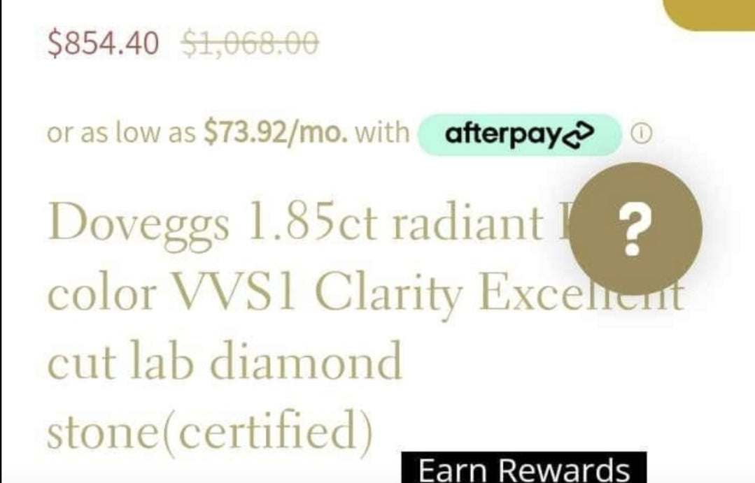 Layaway for the 1.85ct radiant lab diamond stone