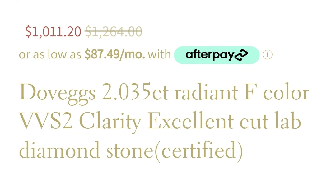 Setting only fit 2.035ct Radiant Lab Diamond