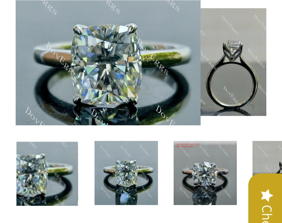 R272 in 8ct GHI Emerald Moissanite size 4.25 Sterling Silver setting