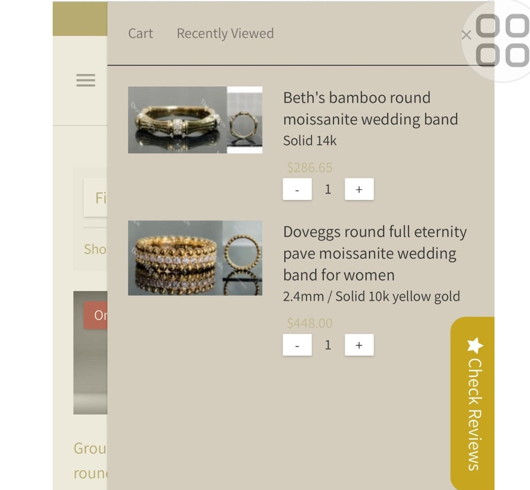 Layaway for Deanna (Bamboo in clearance) first payment. Bean band in size 8, Bamboo in Size 7 14k YG in both , Bamboo one upgrade to lab diamonds