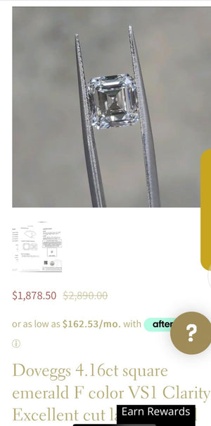 Setting only fit 4.16ct Square emerald diamond 14k YG size 7