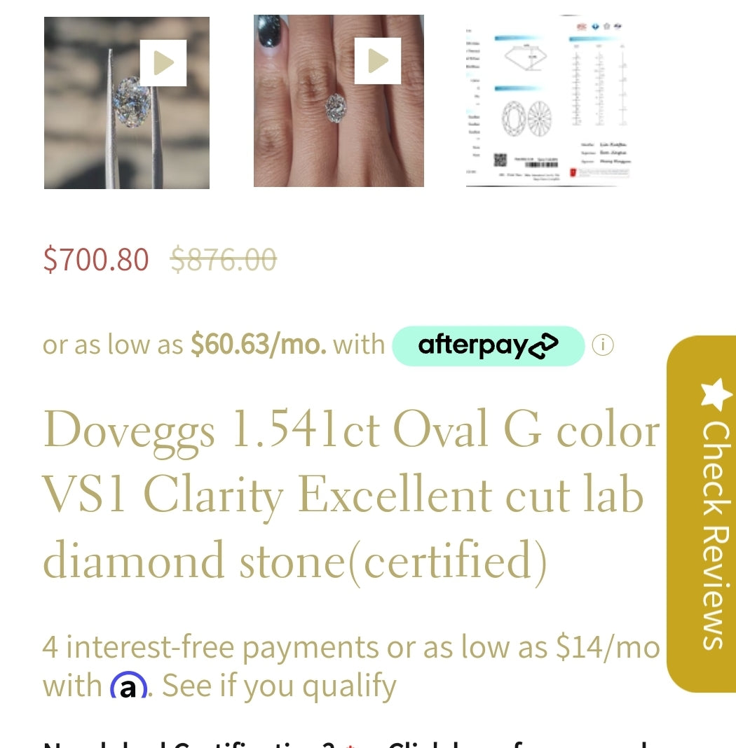 Payment link for Mau. Lab diamond above in 14k YG setting size 6.5 ( discount applied)