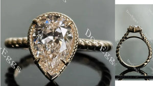 Setting only fit 3ct Elongated Cushion OMC cut lab diamond in 14k YG size 7