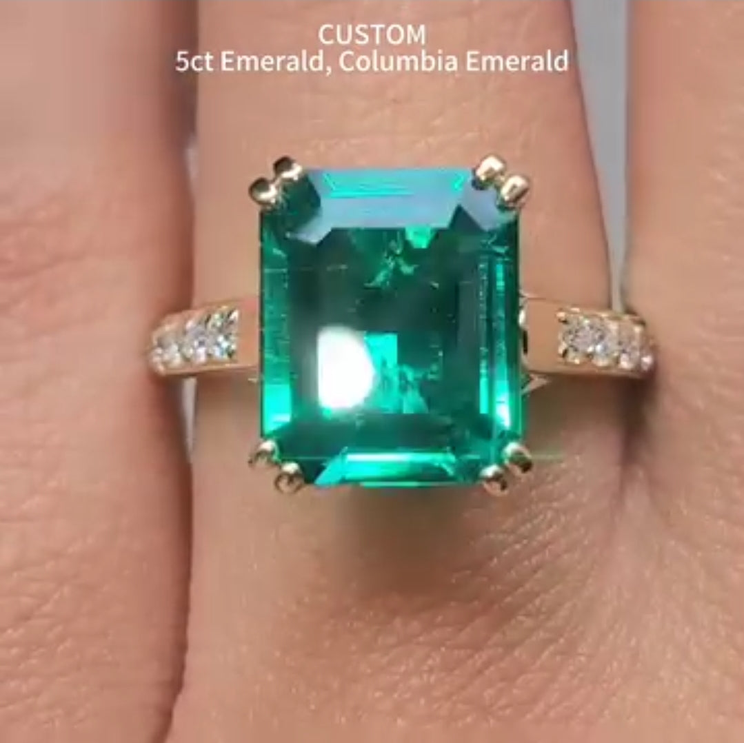 Custom Payment link for Wendyann in 5ct Colombian Emerald 14k YG lab diamond accents Size 7