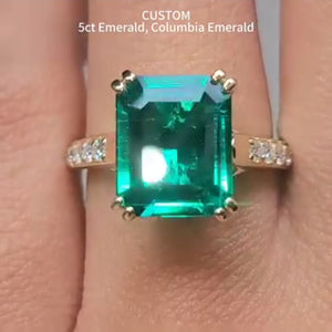 Custom Payment link for Wendyann in 5ct Colombian Emerald 14k YG lab diamond accents Size 7