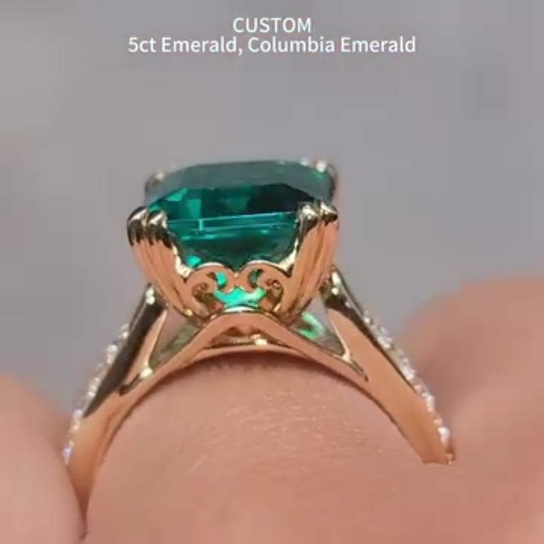 Custom Payment link for Wendyann in 5ct Colombian Emerald 14k YG lab diamond accents Size 7