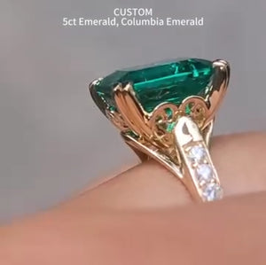 Custom Payment link for Wendyann in 5ct Colombian Emerald 14k YG lab diamond accents Size 7