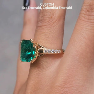 Custom Payment link for Wendyann in 5ct Colombian Emerald 14k YG lab diamond accents Size 7
