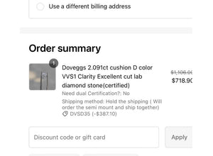 1st Layaway of 2.091ct cushion