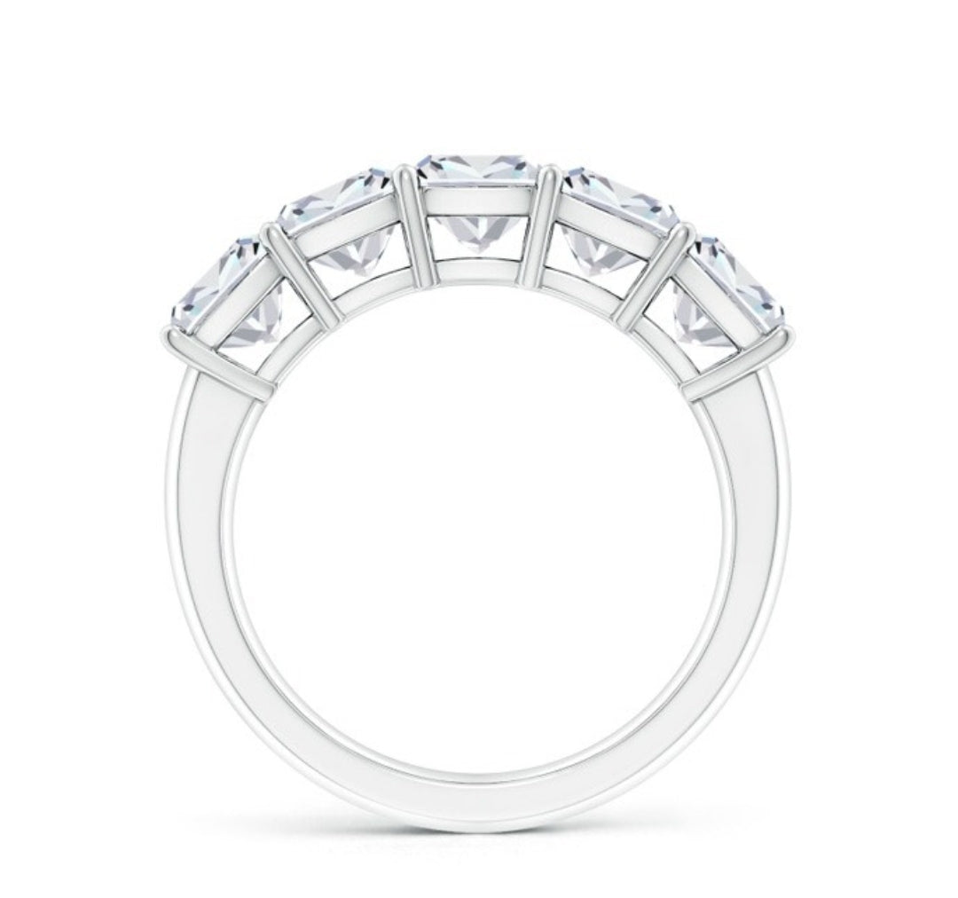 Five cushion lab grown diamonds semi-mount wedding band(Setting Only)