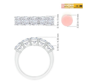 Five cushion lab grown diamonds semi-mount wedding band(Setting Only)