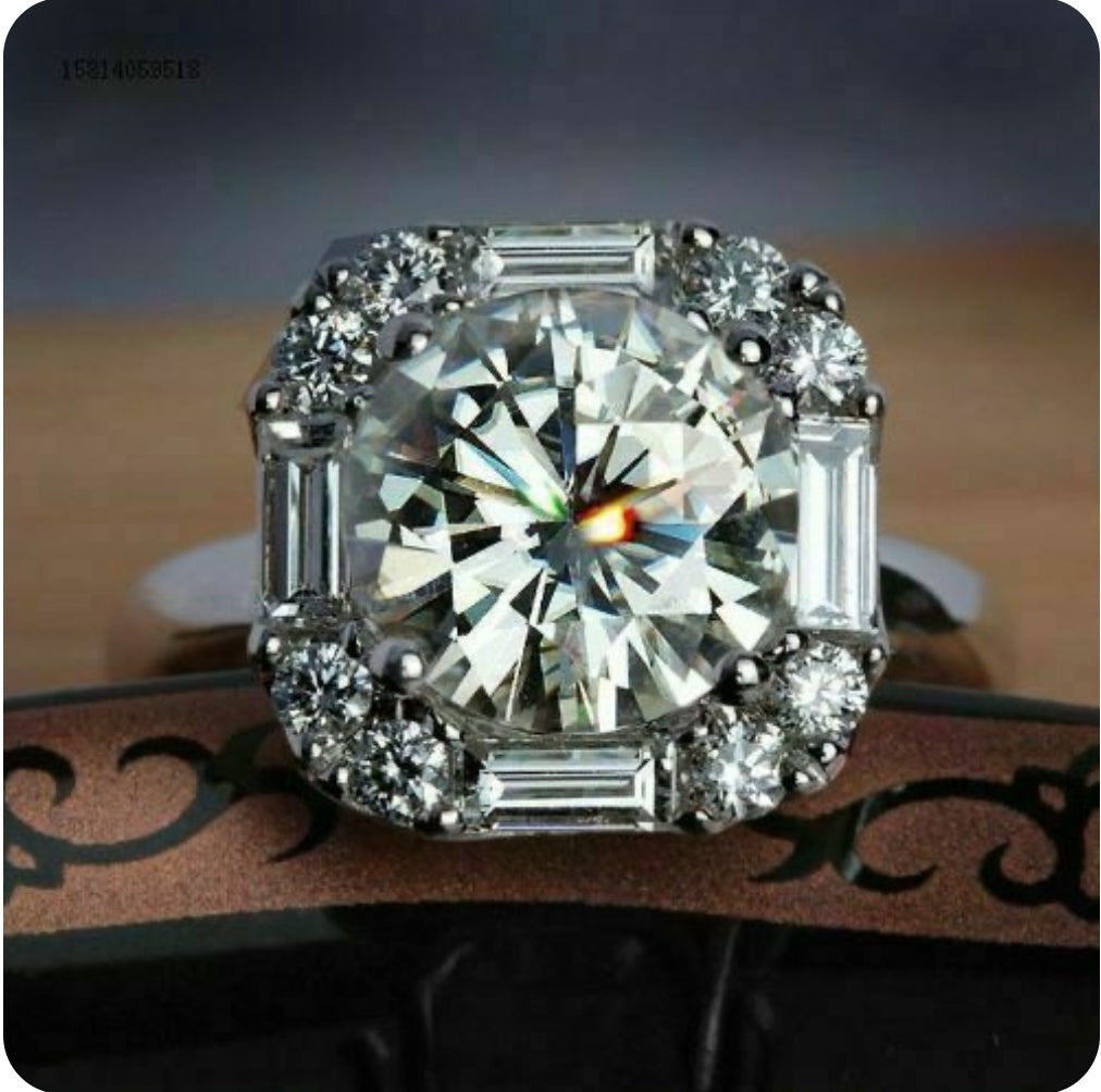 Semi-Mount in platinum and lab grown diamond accents Size 5