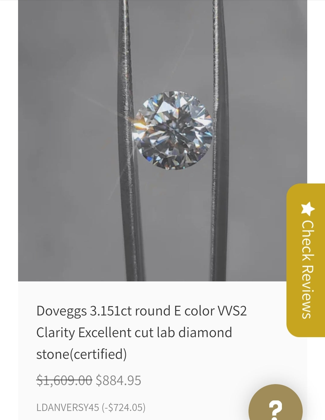 Layaway for 3.151ct round stone