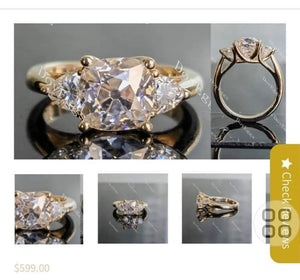 Setting only fit 21634 21632 & a 1ct round stone( needing measurements) in 14k YG size 6.75 Layaway ( 30, 70)