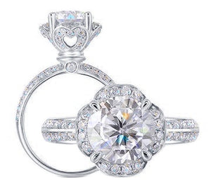 Ethical Lab Diamond Ring with Pave Accents in Gold or Platinum | DovEggs