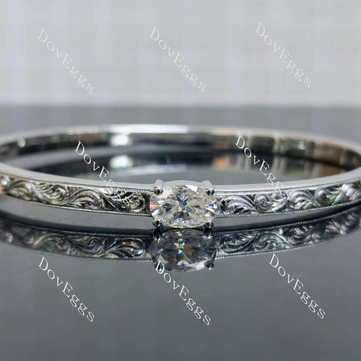 Oval carved 2ct moissanite bangle main view| Doveggs
