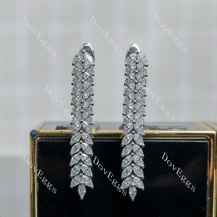 Marquise leaf drop moissanite/lab grown diamond earrings main view| Doveggs