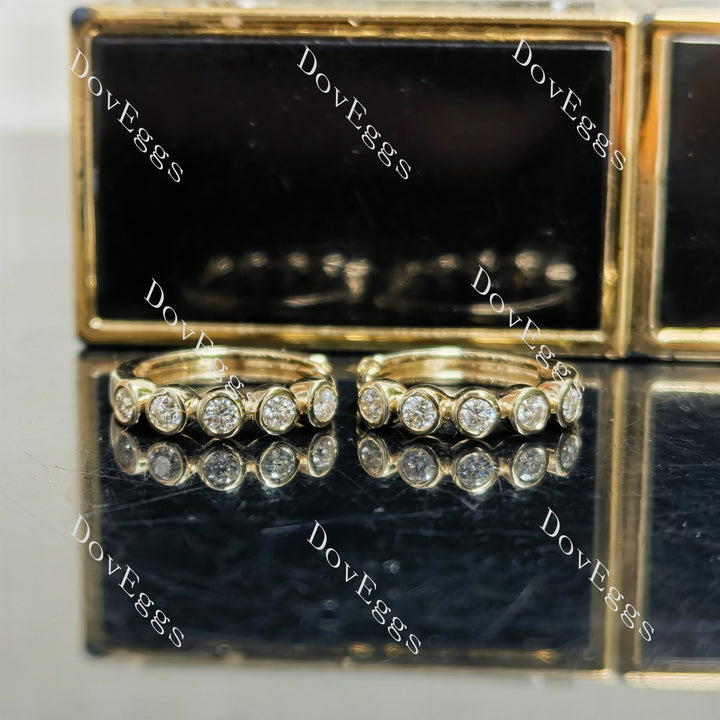 Round bezel moissanite or lab grown diamond beauty hoop earrings| Doveggs