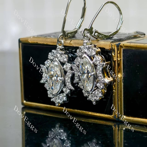Marquise halo art deco moon & star moissanite earrings|Doveggs