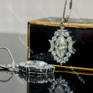 Marquise halo vintage art deco moissanite silver earrings|Doveggs