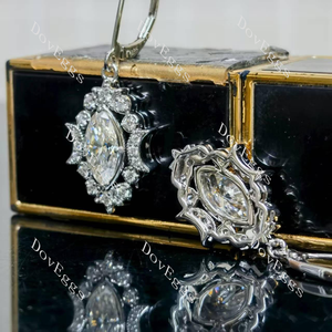 Marquise vintage art deco moissanite sterling silver earrings|Doveggs