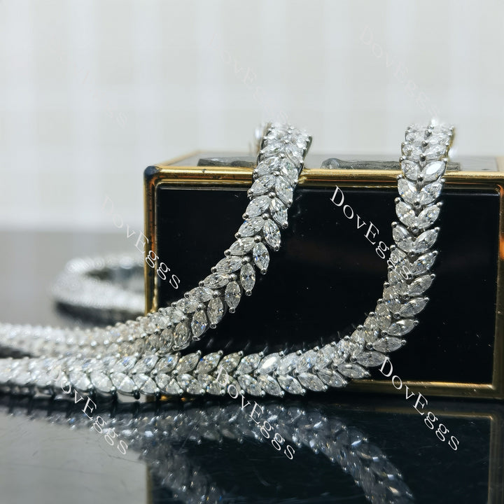 Marquise vine shape moissanite necklace for women main view| Doveggs