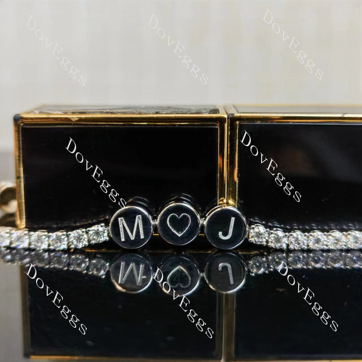 Round moissanite with 3 plain charms friendship bracelet| Doveggs