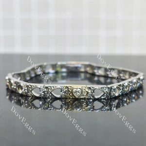 Bezel heart shaped hollow out heart moissanite bracelet main view| Doveggs