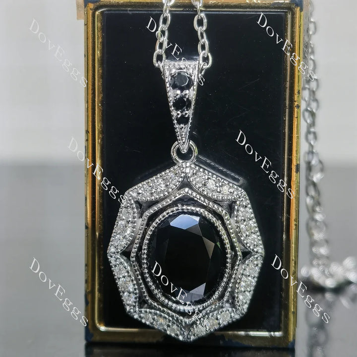 Art deco pave halo lab diamond pendant necklace semi-mount only(Exclusively to DovEggs Stones)