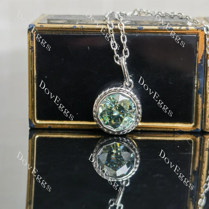 Bezel solitaire lab diamond pendant necklace semi-mount only(Exclusively to DovEggs Stones)