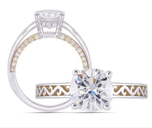 Lab Diamond Ring with Pave Accents (Moissanite/LGD) in 10K/14K Gold or Platinum | DovEggs
