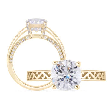 Lab Diamond Ring with Pave Accents (Moissanite/LGD) in 10K/14K Gold or Platinum | DovEggs