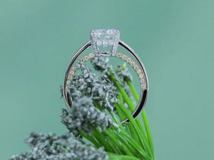 Lab Diamond Ring with Pave Accents (Moissanite/LGD) in 10K/14K Gold or Platinum | DovEggs